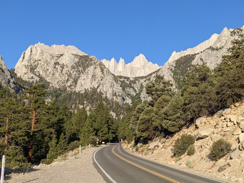 Mt Whitney as seen from the road near Whitney Portal